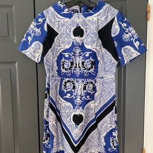 ASOS blue patterned short sleeve mini dress